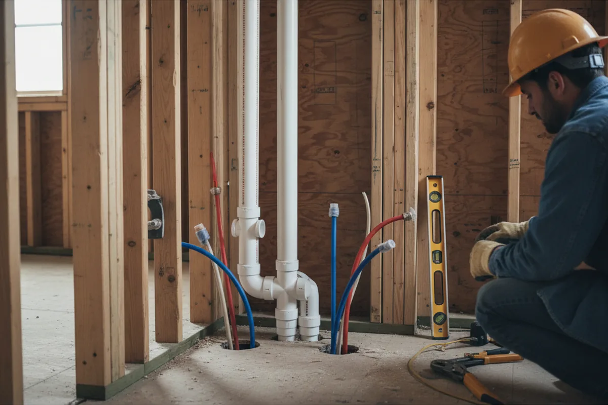 Drain and supply rough-in during Drain Cleaning in Brookville