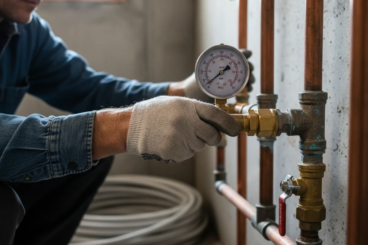 Pressure testing a repaired line during Water Line Repair in Brookville